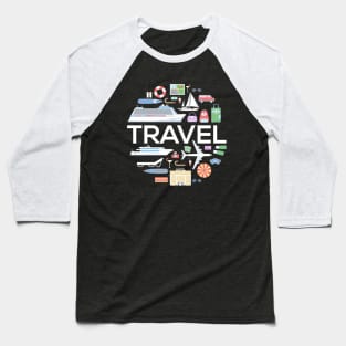 Travel Concept Doodle Baseball T-Shirt